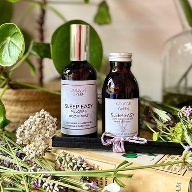 natural aromatherapy pillow spray for sleep beside bed